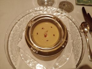 Onion velouté (cold) at Azur in Yokohama