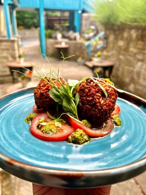 Sunblushed Tomato & Basil Arancini (Vegan) at Ilkley Moor Vaults in Ilkley