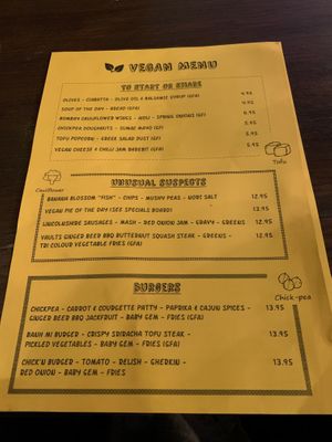 Menu  at Ilkley Moor Vaults in Ilkley