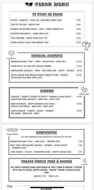 Menu  at Ilkley Moor Vaults in Ilkley