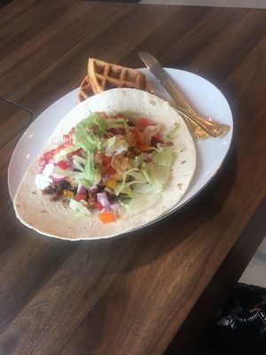 Cinco de Mayo Taco special with churro waffles at Mind Your Belly in Richmond