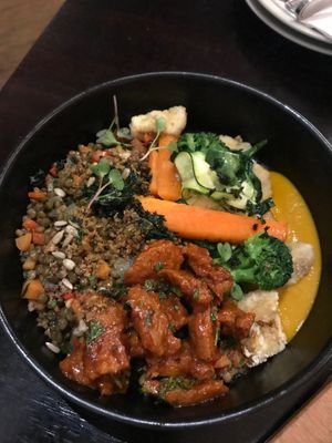 Lentil Seitan Bowl at Pear Tree in Hermanus
