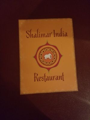 Menu cover at Shalimar India in Portsmouth