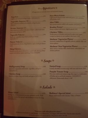 appetizers at Shalimar India in Portsmouth