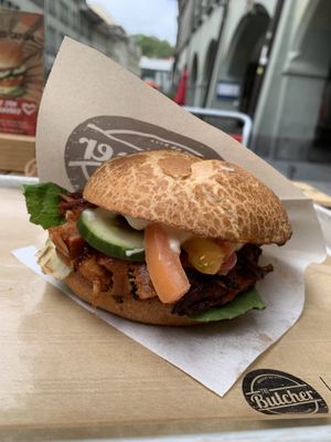 Pulled jackfruit burger   at The Butcher in Bern