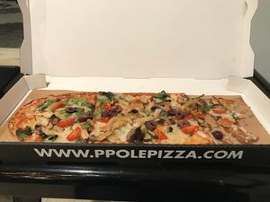 My delicious vegan pizza at P.Pole Pizza in Coral Gables