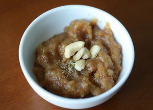 Double ka meetha with whole wheat bread and vegan ghee at Plantarium in Hyderabad