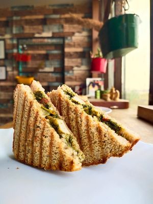 Green Tofu Sandwich with whole wheat bread! at Plantarium in Hyderabad