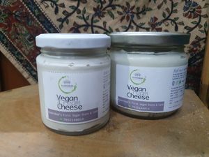 Yep, vegan Cream cheese it is! Fresh, made in-house and preservative free. at Plantarium in Hyderabad