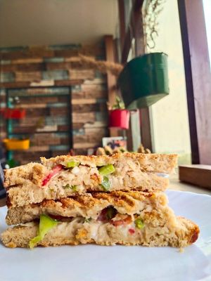 Mock Chicken Coleslaw Sandwich at Plantarium in Hyderabad