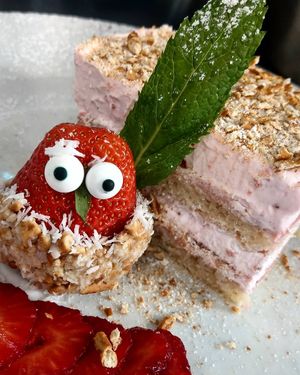Strawberry dessert Tiramisu style at Brauhaus Sacher in Leonberg