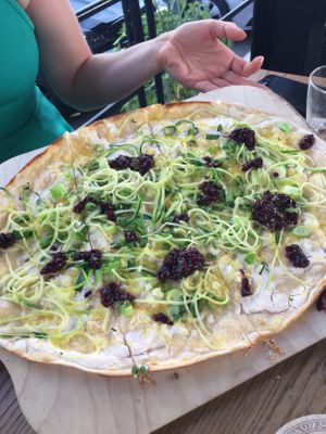 tarte flambé with blackberries  at Brauhaus Sacher in Leonberg