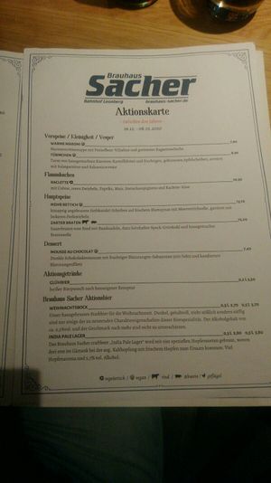 Alles mit dem kleinen "V" ist vegan at Brauhaus Sacher in Leonberg