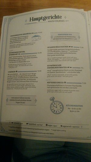 Alles mit dem kleinen "V" ist vegan at Brauhaus Sacher in Leonberg