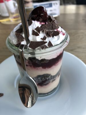 blackforest cherry style desert  at Brauhaus Sacher in Leonberg