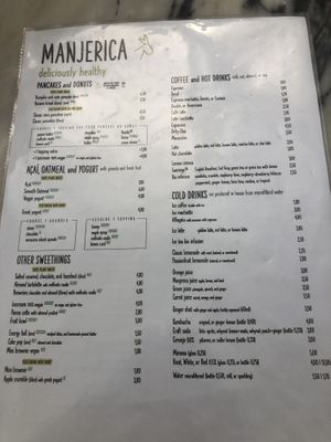 Menu   at Manjerica in Lisbon