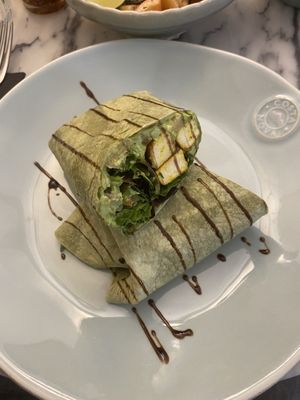 guacamole tofu wrap  at Manjerica in Lisbon