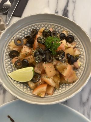 tomato olive salad  at Manjerica in Lisbon