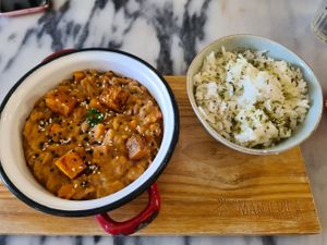 Vegan version of Portuguese beans stew at Manjerica in Lisbon