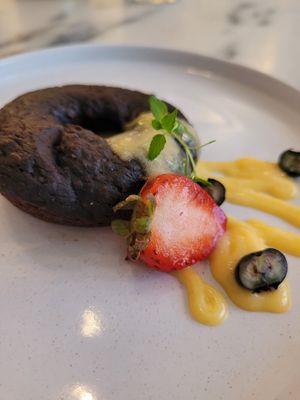 Banana bread Donut with lemon curd at Manjerica in Lisbon