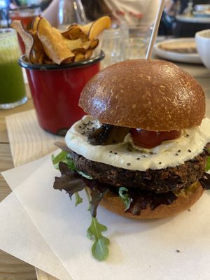 Mushroom and black bean burger   at Manjerica in Lisbon