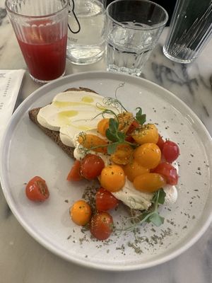 Cashew Cheese & Tomato Toast  at Manjerica in Lisbon