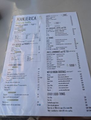 Menu at Manjerica in Lisbon