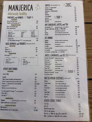 Menu  at Manjerica in Lisbon