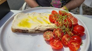 Cashew cheese toast at Manjerica in Lisbon