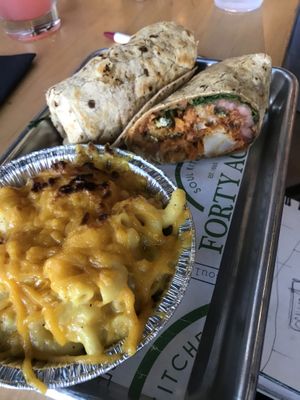 Vegan wrap, vegan mac & cheese at Forty Acres Soul Kitchen in Grand Rapids