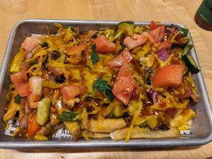 Loaded fries (vegan) at Forty Acres Soul Kitchen in Grand Rapids