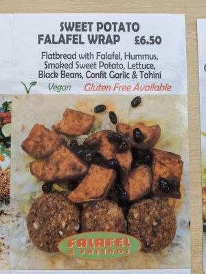 Illustrations of menu items at Falafel and Friends in Norwich