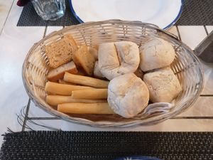 Complimentary bread basket at Lo De Monik in Havana