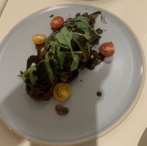 Vegan stuffed mushrooms   at Qulture in Puerto Vallarta