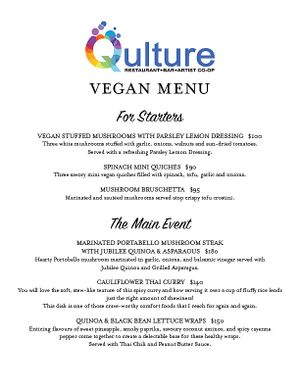 Vegan Menu at Qulture in Puerto Vallarta