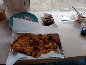 Quiche and potatoes at Mindful Baking Kitchen & Cafe in Chicago