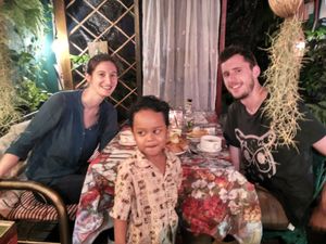 Happy French Couple at Gypsy Garden  in Jerantut