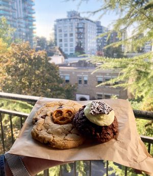 Bonus cookie and Nanaimo cookie  at Bonus Bakery in Vancouver
