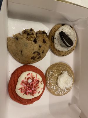 Choc chip, cookies and cream, strawberry explosion and lemon cookies   at Bonus Bakery in Vancouver