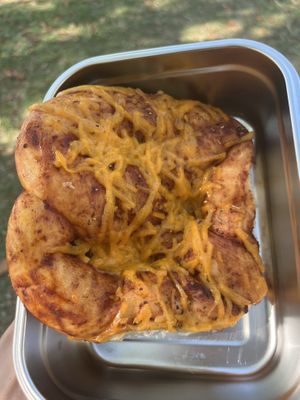 Pizza pretzel  at Bonus Bakery in Vancouver