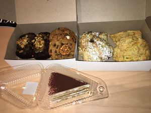 tiramisu, brownies, cookies and scones  at Bonus Bakery in Vancouver