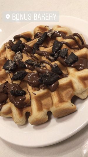 Oreo waffle (warm)  at Bonus Bakery in Vancouver