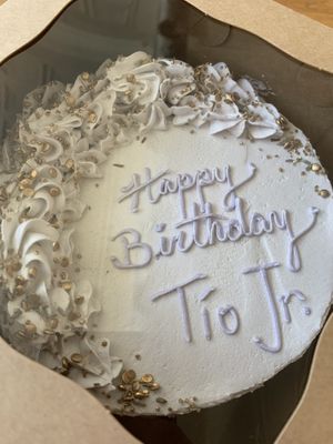 Lemon cake with guava filling and lavender frosting!  at Valhalla Bakery in St Petersburg