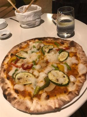 Vegan roasted vegetable pizza  at Prego in Koh Samui
