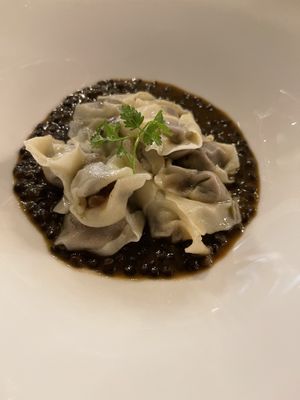Lentils and ravioli at Antonio Chiodi Latini in Turin
