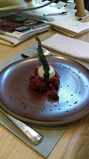 Three Carrot starter with cabbage crisp at Antonio Chiodi Latini in Turin