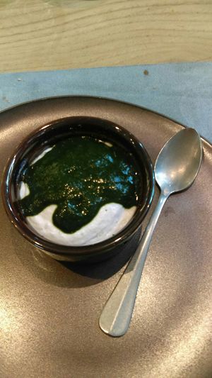 Incredible banana parsley dessert at Antonio Chiodi Latini in Turin