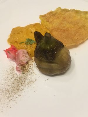 Bread, tomato and aubergine  at Antonio Chiodi Latini in Turin