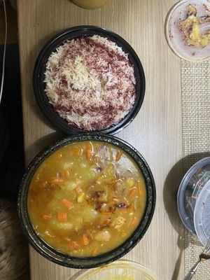 Vegan curry and rice. Topped with sumac (I believe) at FEZ in Mamaroneck