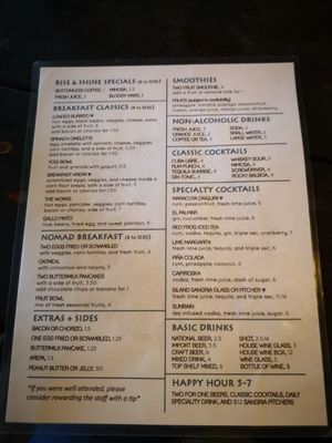 Menue Part 1 at Palmar Beach Lodge in Bastimento